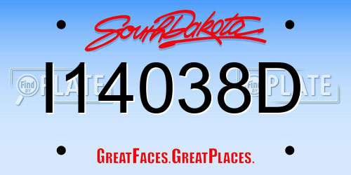 I14038D South Dakota License Plate