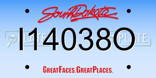 I14038O South Dakota License Plate