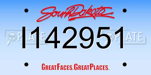 I142951 South Dakota License Plate