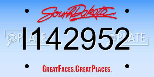 I142952 South Dakota License Plate