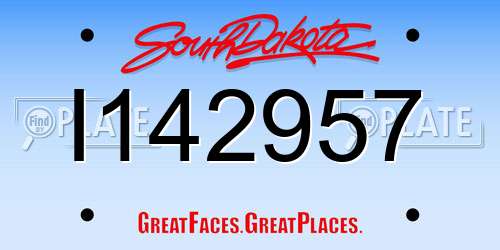 I142957 South Dakota License Plate