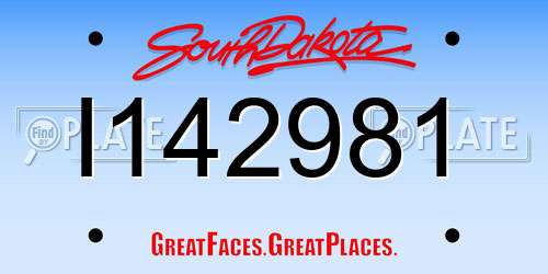 I142981 South Dakota License Plate
