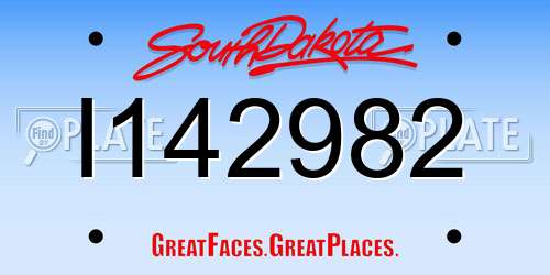 I142982 South Dakota License Plate