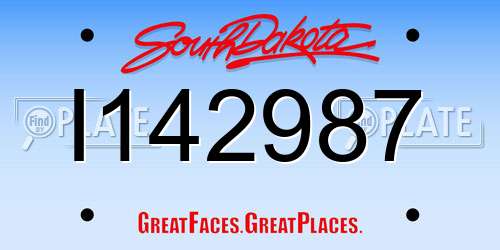 I142987 South Dakota License Plate
