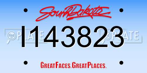 I143823 South Dakota License Plate