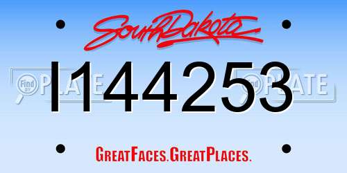 I144253 South Dakota License Plate
