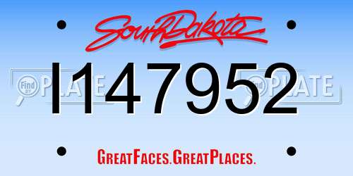 I147952 South Dakota License Plate