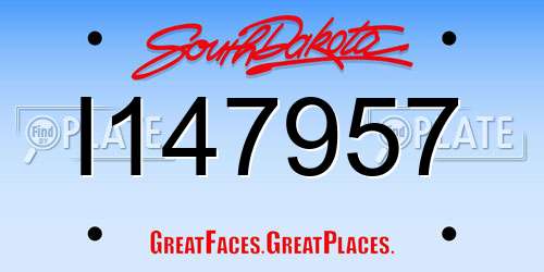I147957 South Dakota License Plate