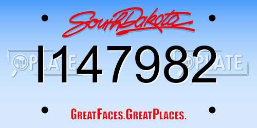 I147982 South Dakota License Plate