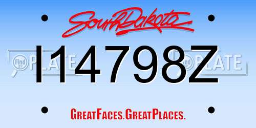 I14798Z South Dakota License Plate