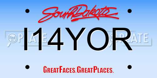 I14YOR South Dakota License Plate