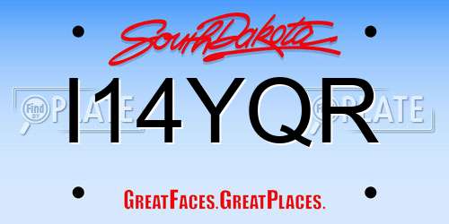 I14YQR South Dakota License Plate