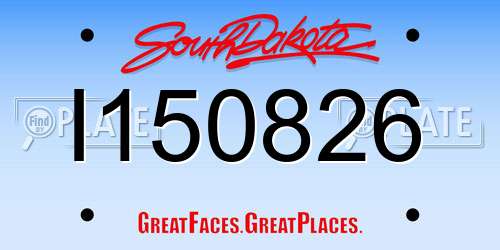 I150826 South Dakota License Plate