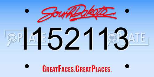 I152113 South Dakota License Plate