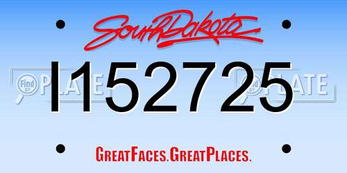 I152725 South Dakota License Plate