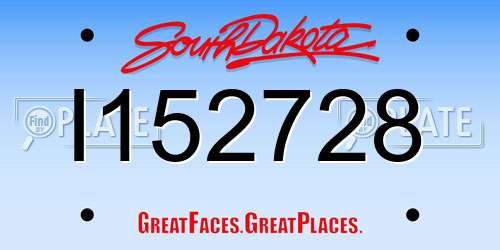 I152728 South Dakota License Plate