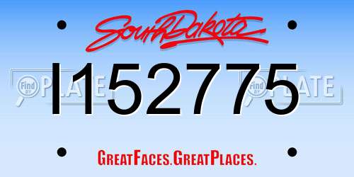 I152775 South Dakota License Plate