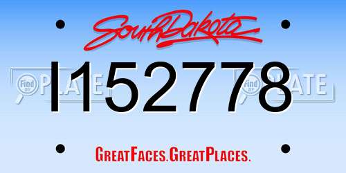 I152778 South Dakota License Plate