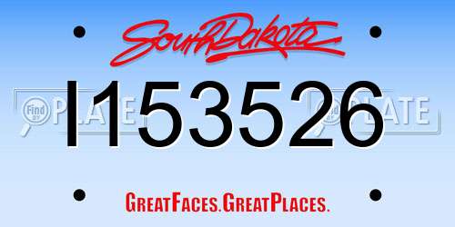 I153526 South Dakota License Plate