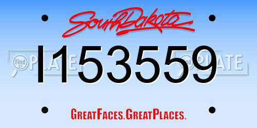 I153559 South Dakota License Plate