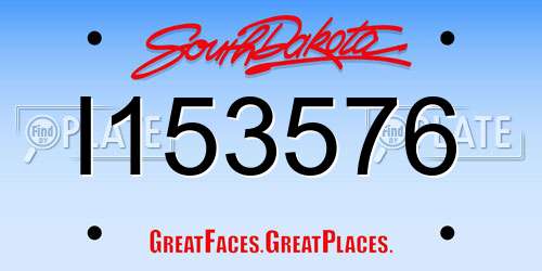 I153576 South Dakota License Plate