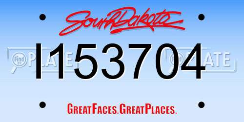 I153704 South Dakota License Plate