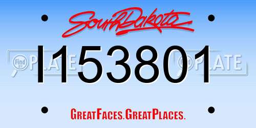 I153801 South Dakota License Plate