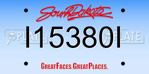 I15380I South Dakota License Plate