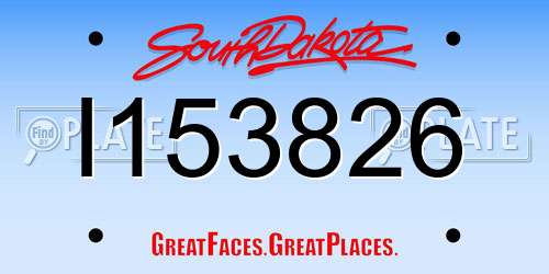 I153826 South Dakota License Plate