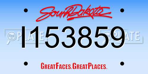 I153859 South Dakota License Plate
