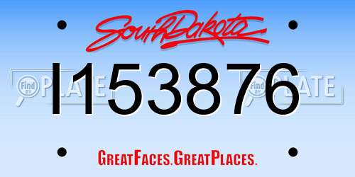 I153876 South Dakota License Plate