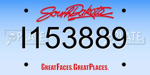 I153889 South Dakota License Plate