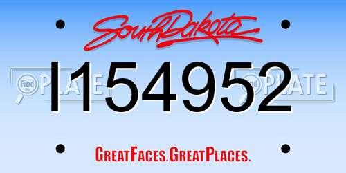 I154952 South Dakota License Plate