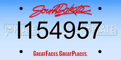 I154957 South Dakota License Plate