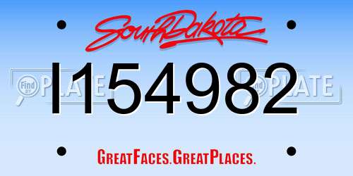 I154982 South Dakota License Plate