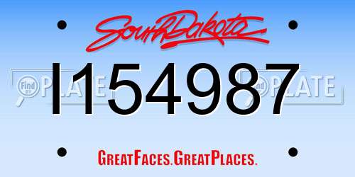 I154987 South Dakota License Plate