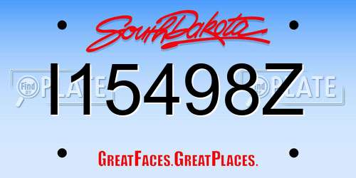 I15498Z South Dakota License Plate