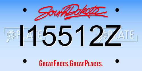 I15512Z South Dakota License Plate