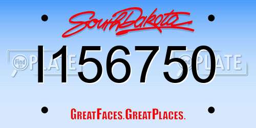 I156750 South Dakota License Plate