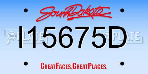 I15675D South Dakota License Plate