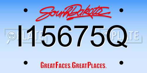 I15675Q South Dakota License Plate