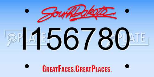 I156780 South Dakota License Plate