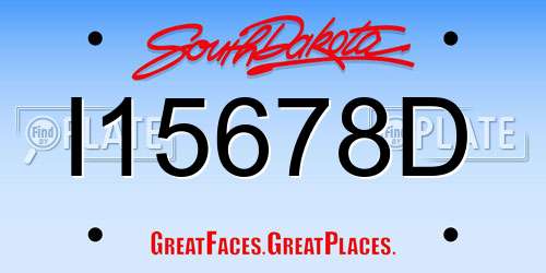 I15678D South Dakota License Plate