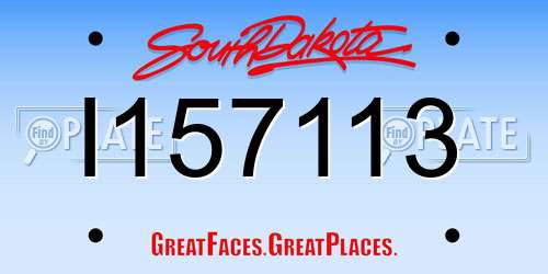 I157113 South Dakota License Plate