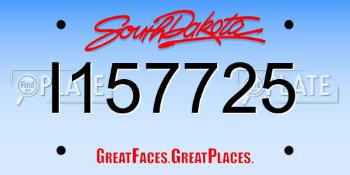 I157725 South Dakota License Plate