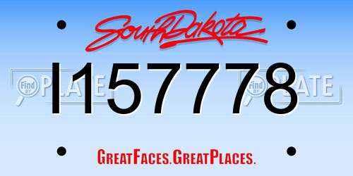 I157778 South Dakota License Plate