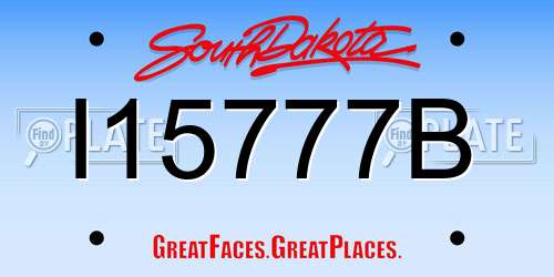 I15777B South Dakota License Plate