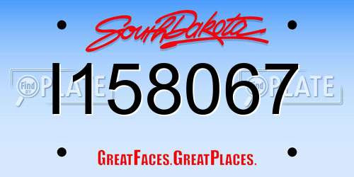 I158067 South Dakota License Plate