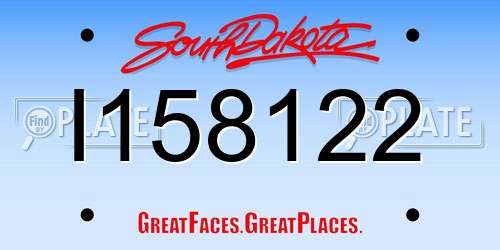 I158122 South Dakota License Plate