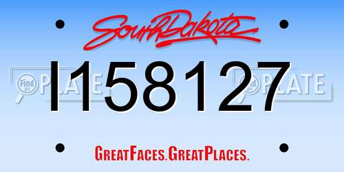 I158127 South Dakota License Plate